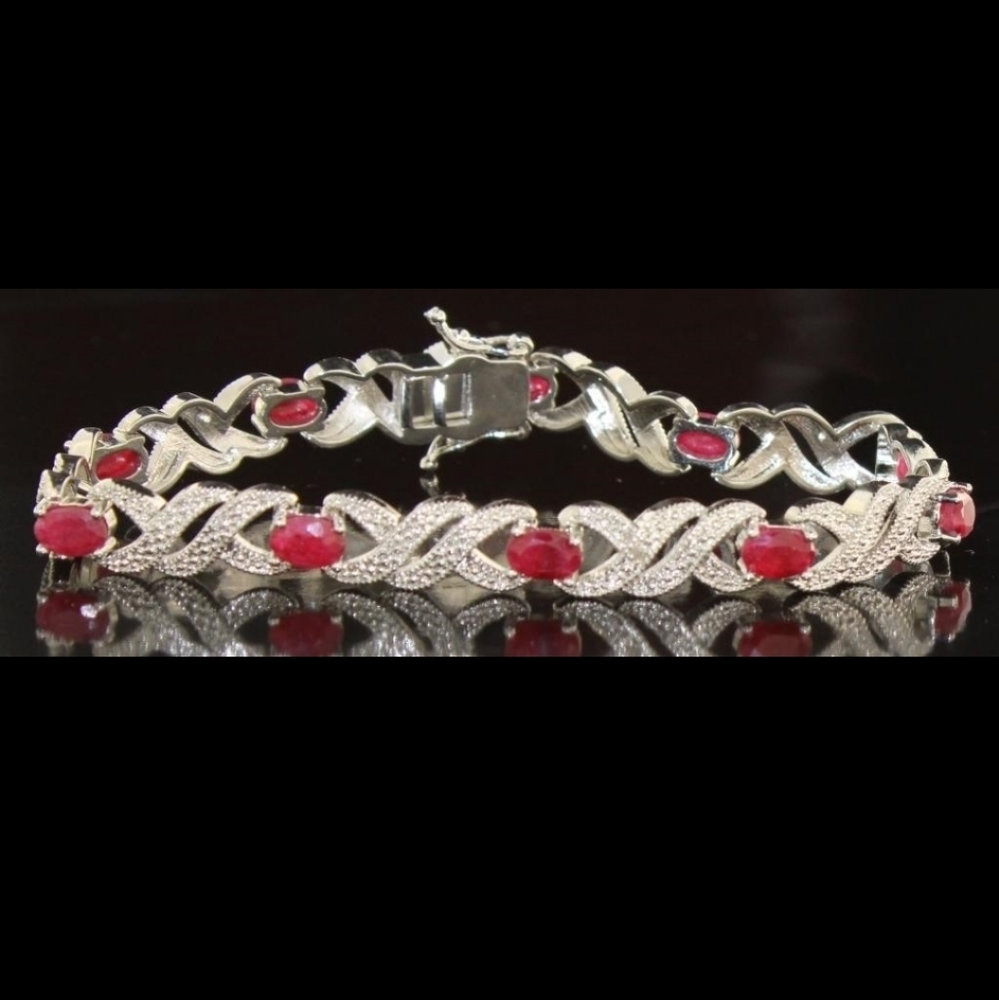 Genuine 5.00 ct Ruby & Diamond Accent Bracelet